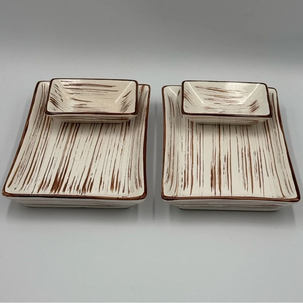 Vintage Pier 1 Ceramic “Suki” Sushi Serving Set for 2